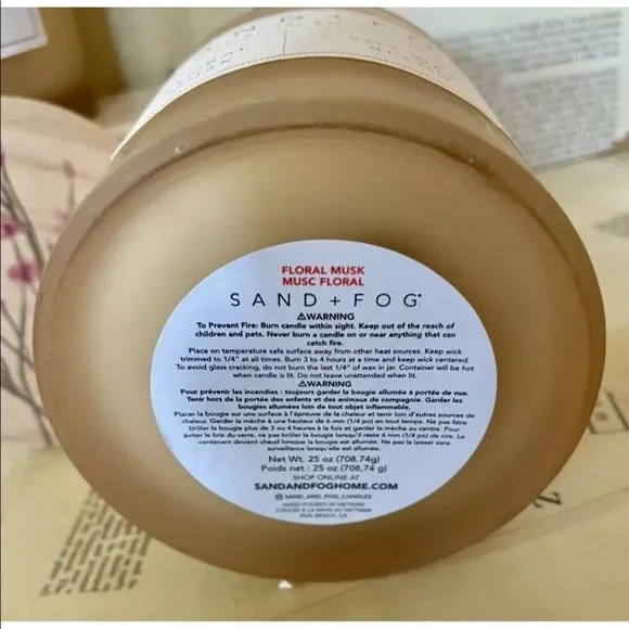 Sand & Fog Soy Candles 3 Wick 2 25oz. Floral Musk - Picture 3 of 3